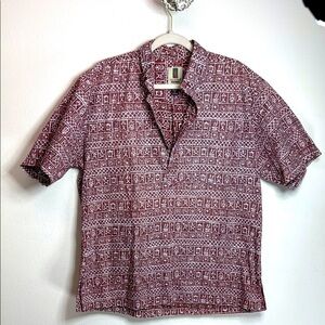 (P)Tori Richard Men's Hawaiian Shirt, Made USA,Cotton Button Down,Tribal Style,L